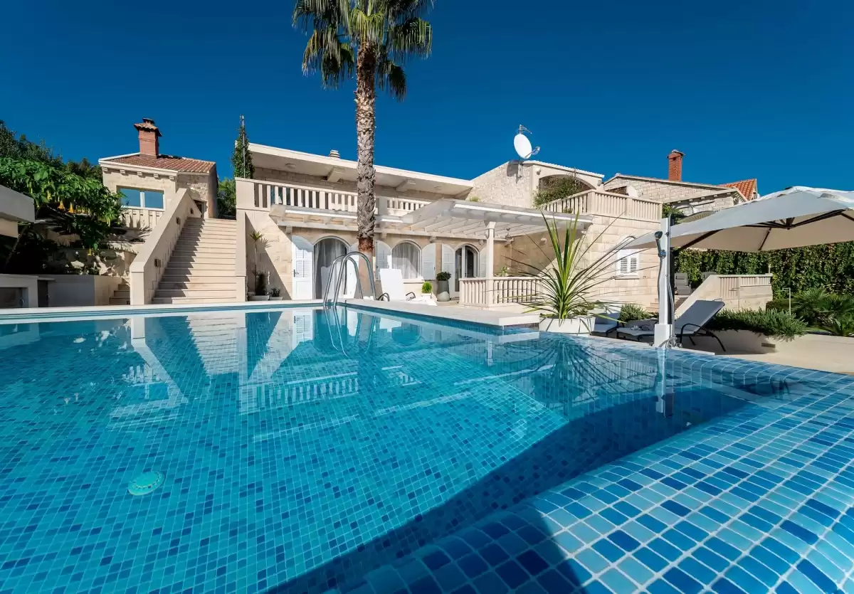 This Villa is one of the Villas in Croatia with pool for large groups. Here you can book a perfect, luxury holiday near the beach.  It is wearth to travel to this location. This Villa offers you sleeps near town, best views on your holidays.