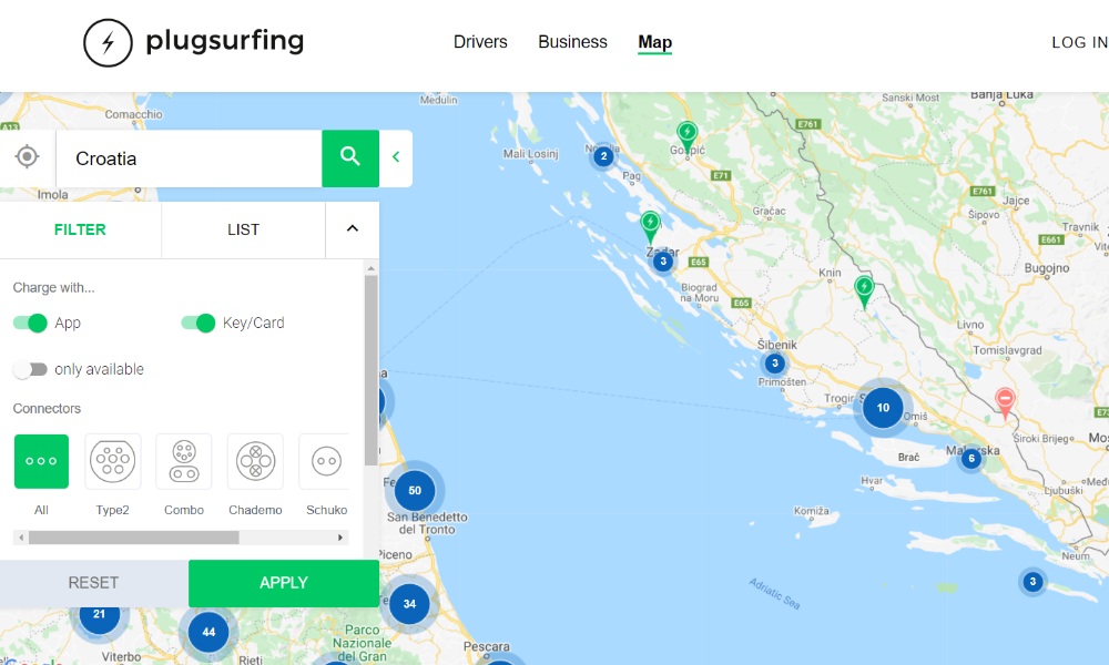 Global Map of Charging Stations - Adriatic Luxury Villas