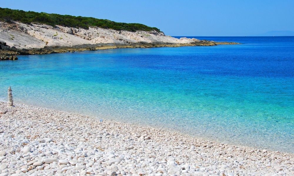 Proizd Island Korčula - Sakarun beach Dugi Otok Island - Kroatien bietet die schönsten Strände und hotels für den Urlaub auf den Inseln im Süden. In der Nähe sind auch FKK Sanstrand.
